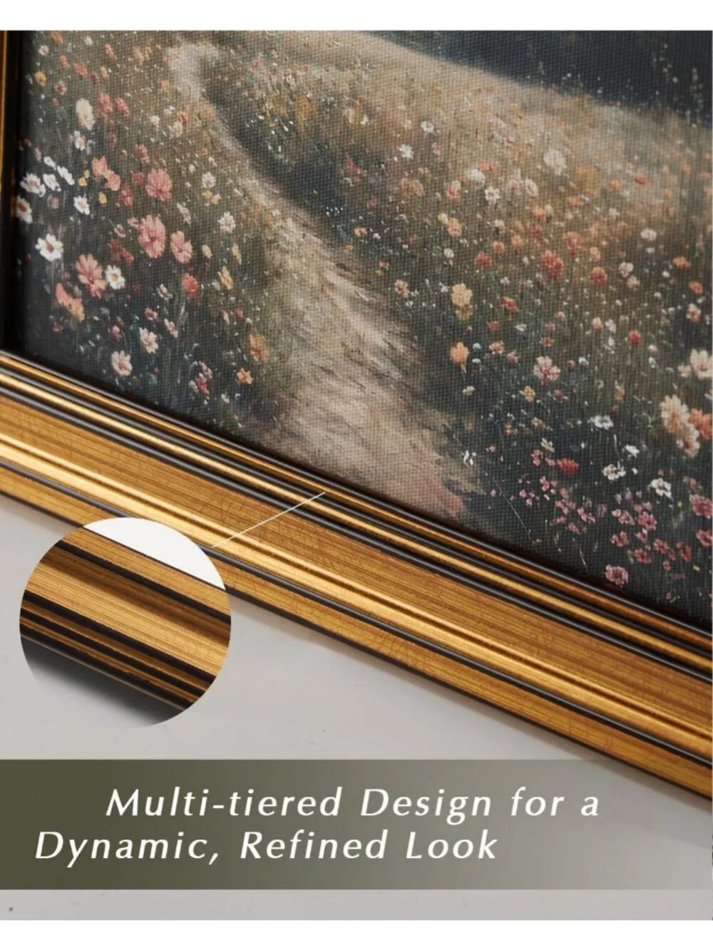 Vintage Gold Framed Canvas Art - Antique Landscape Sketch, 12x16 Inch Decor